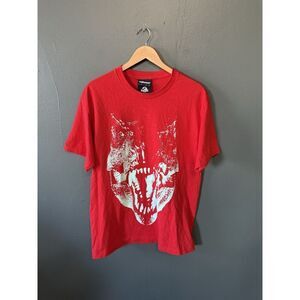 The Hundreds x Jurassic Park Men's L S/S Red T-Shirt Glow in The Dark Dinosaur